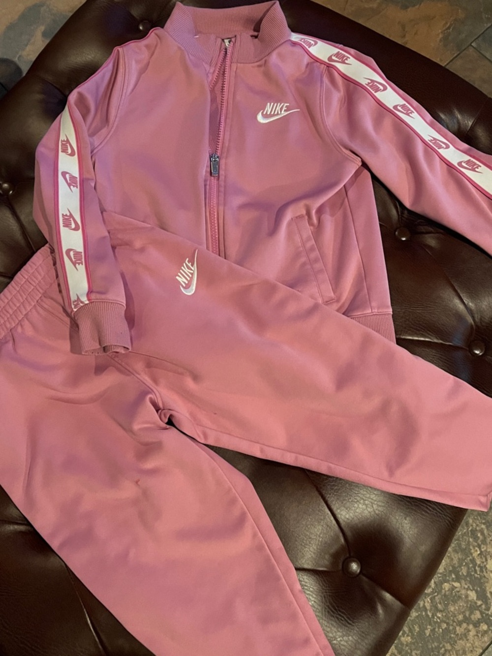 Nike Girls Pink Track Jacket & Joggers Set - White Logo